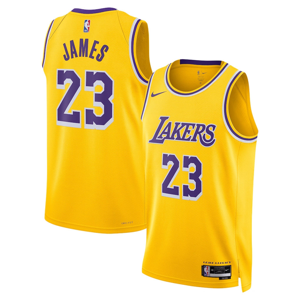 Camiseta Lakers Icon estilo NBA color morado y dorado