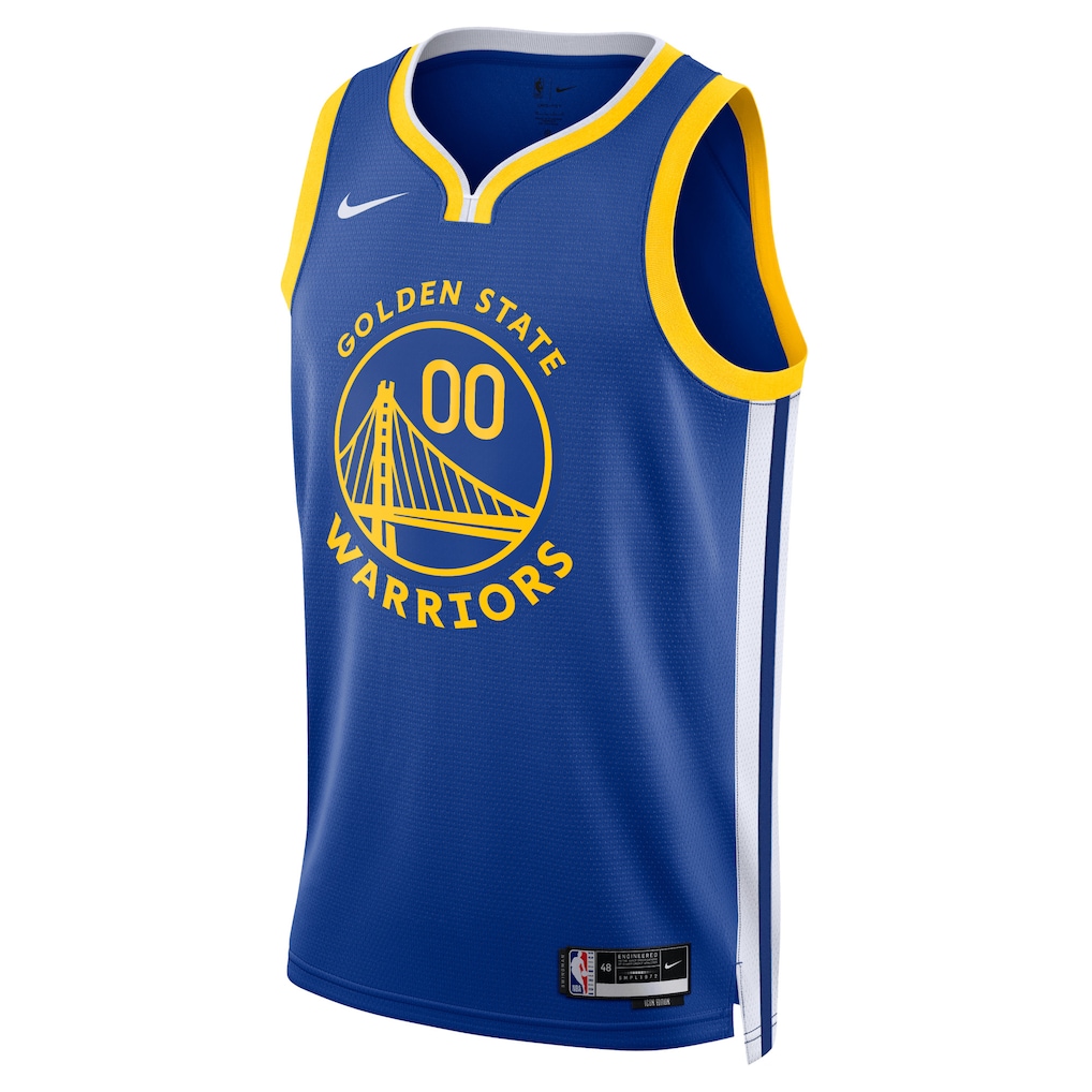 Camiseta Warriors Gold Statement Edition estilo NBA color azul y dorado